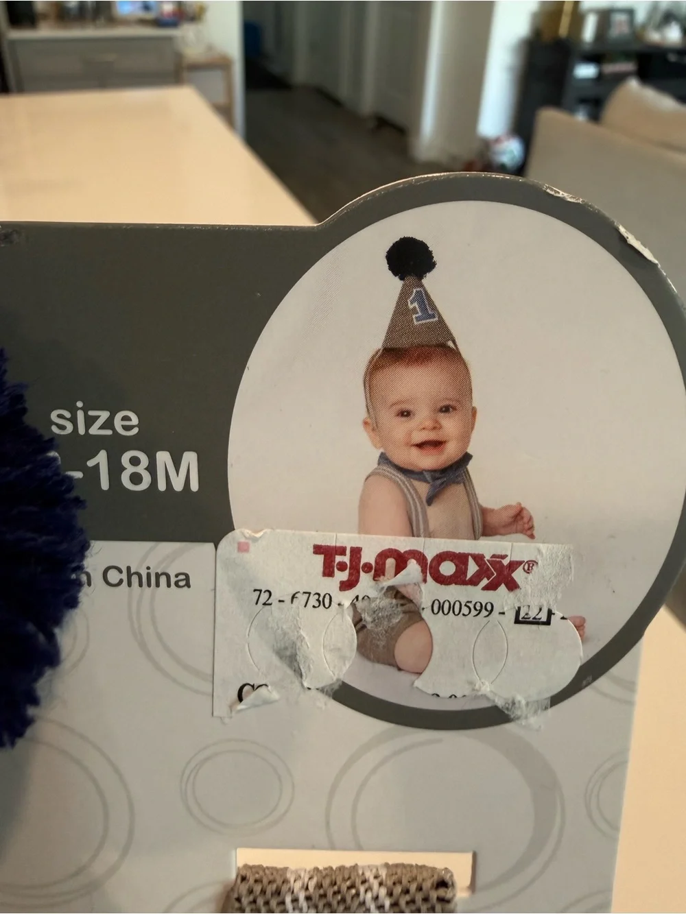 T.J.Maxx Gray Pom-Pom First Birthday Hat & Blue Bowtie Set